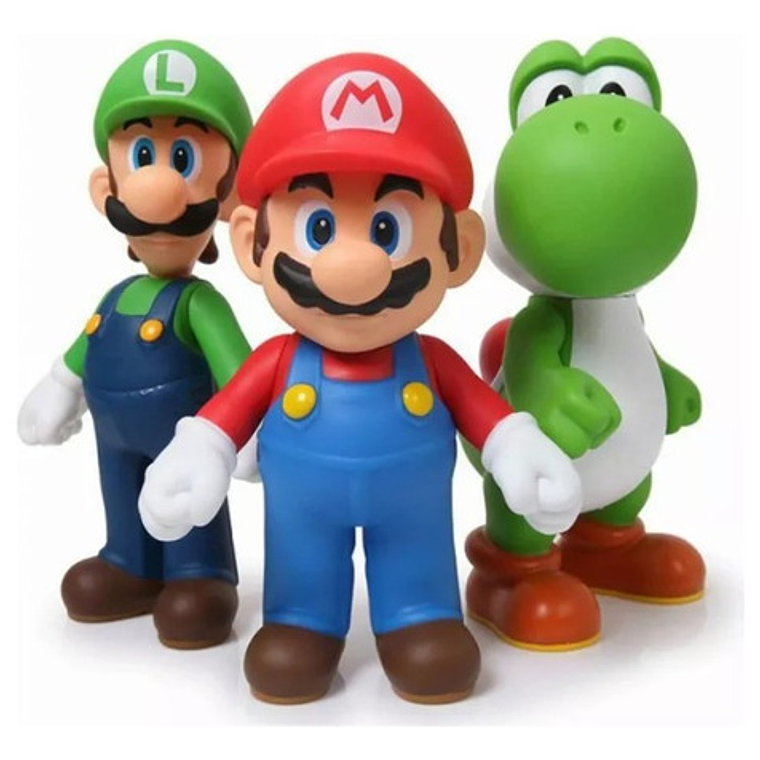 Figuras Mario Bros Luigi Yoshi Set 3 Piezas Articuladas  1