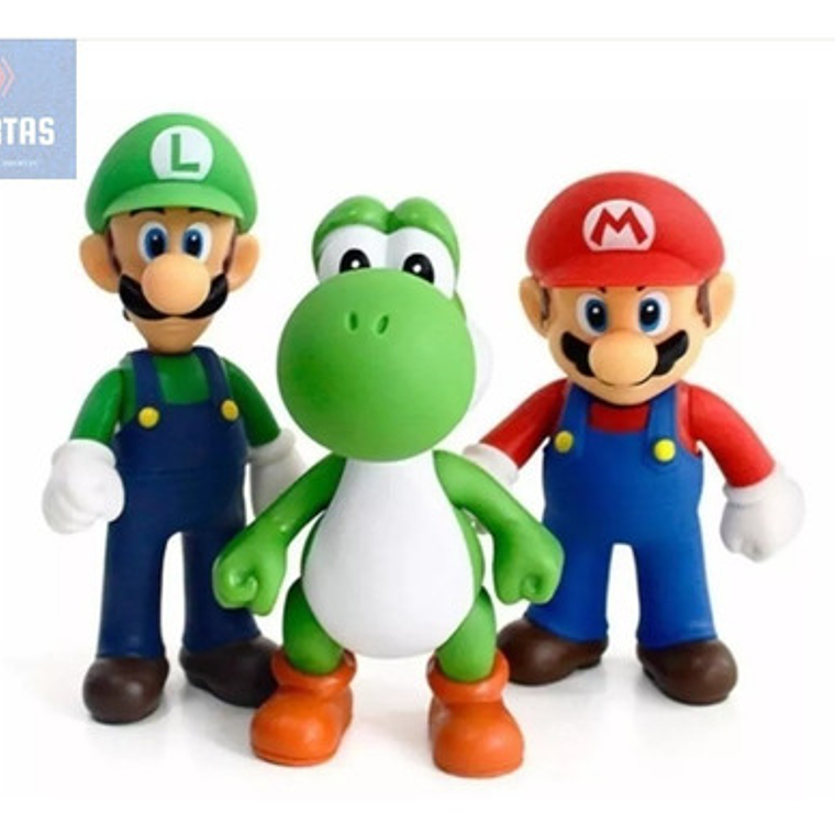 Figuras Mario Bros Luigi Yoshi Set 3 Piezas Articuladas  2