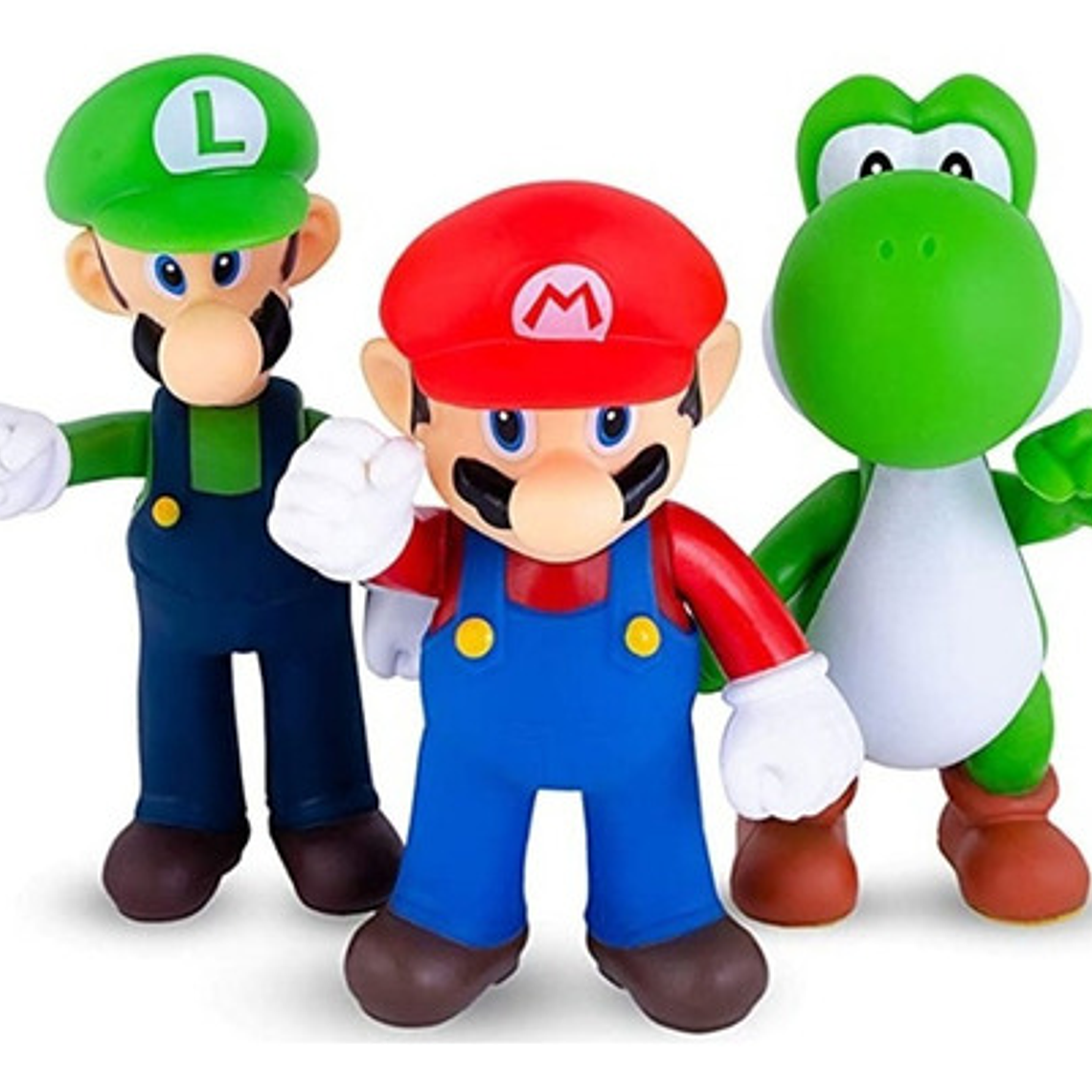 Figuras Mario Bros Luigi Yoshi Set 3 Piezas Articuladas  3