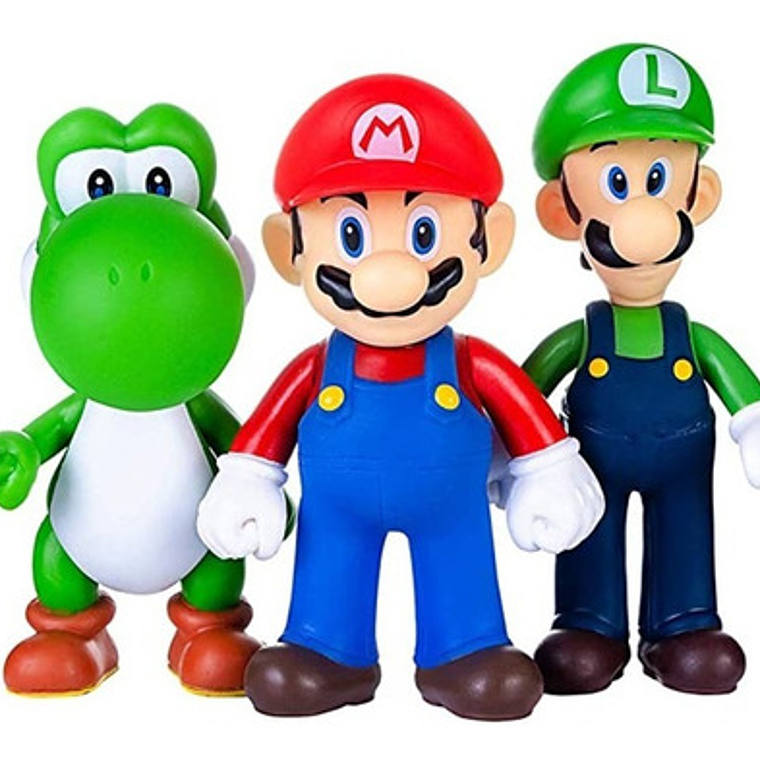 Figuras Mario Bros Luigi Yoshi Set 3 Piezas Articuladas  9