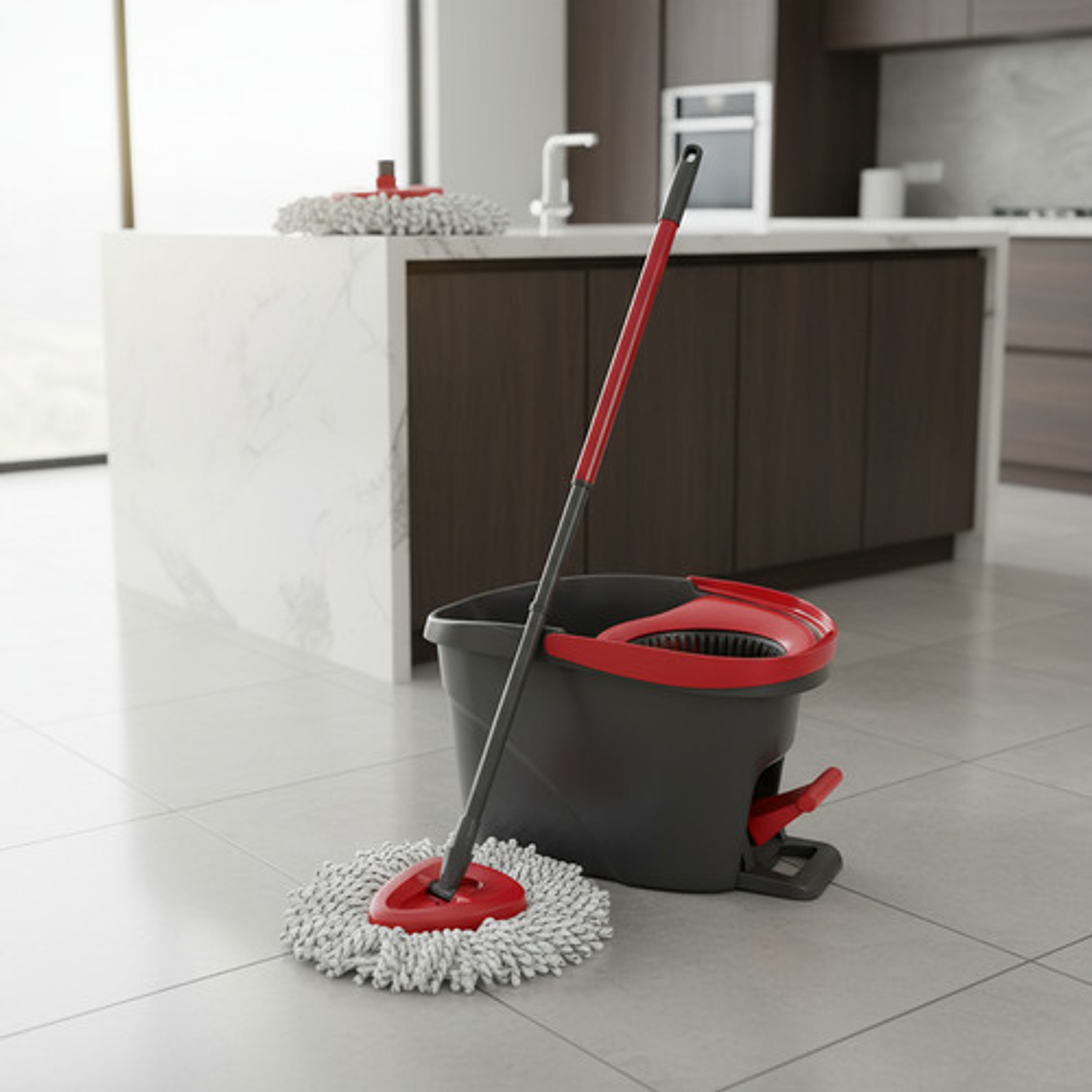 Kit Mopa Premium Balde Con Pedal Easy Wring Clean Giratoria 2