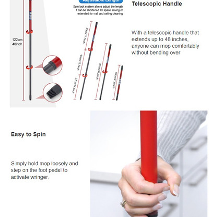 Kit Mopa Premium Balde Con Pedal Easy Wring Clean Giratoria 9