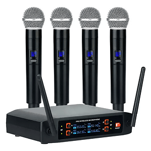Kit 4 Micrófonos Inalámbricos Cardioide Calidad Frecuencias
