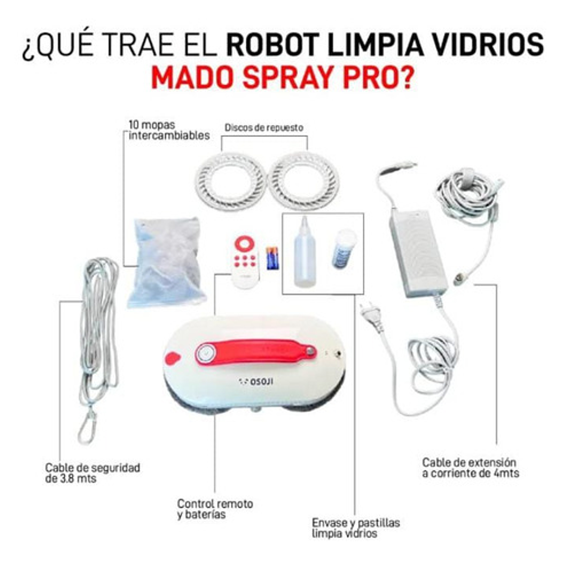 Robot Limpia Vidrios Osoji Plus Spray Pro Bluetooth Ultimo 9