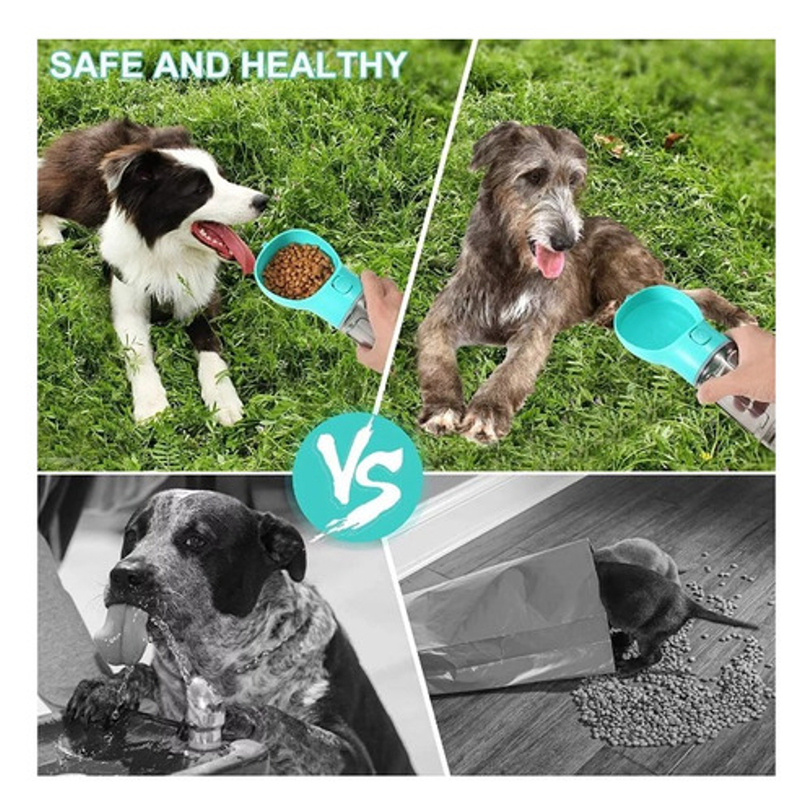 Bebedero Portátil Comida Agua Bolsas Mascota Parque Viajes 8