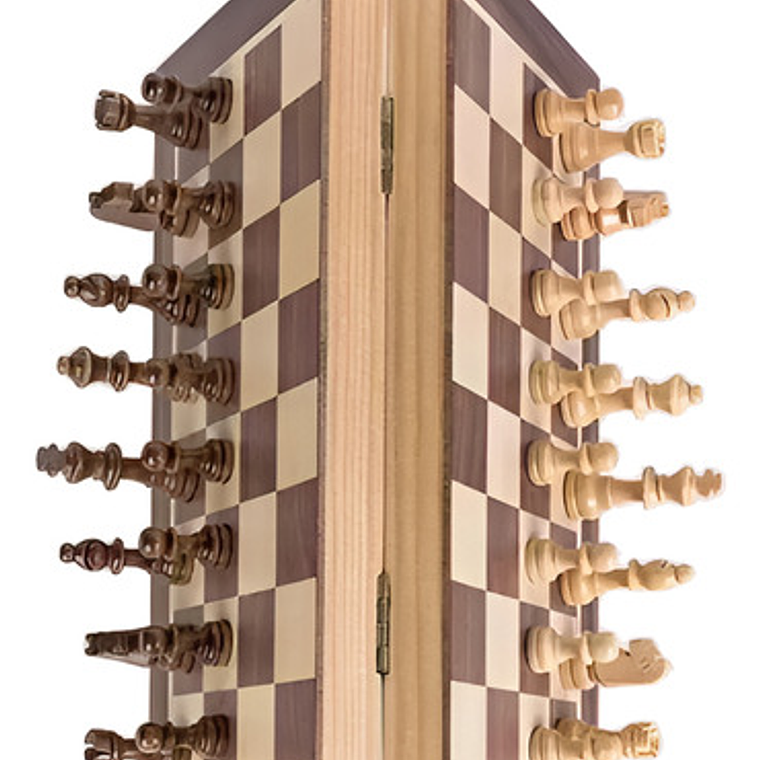 Tablero De Ajedrez Madera Tallado 40x40cm Magnético Portable 1