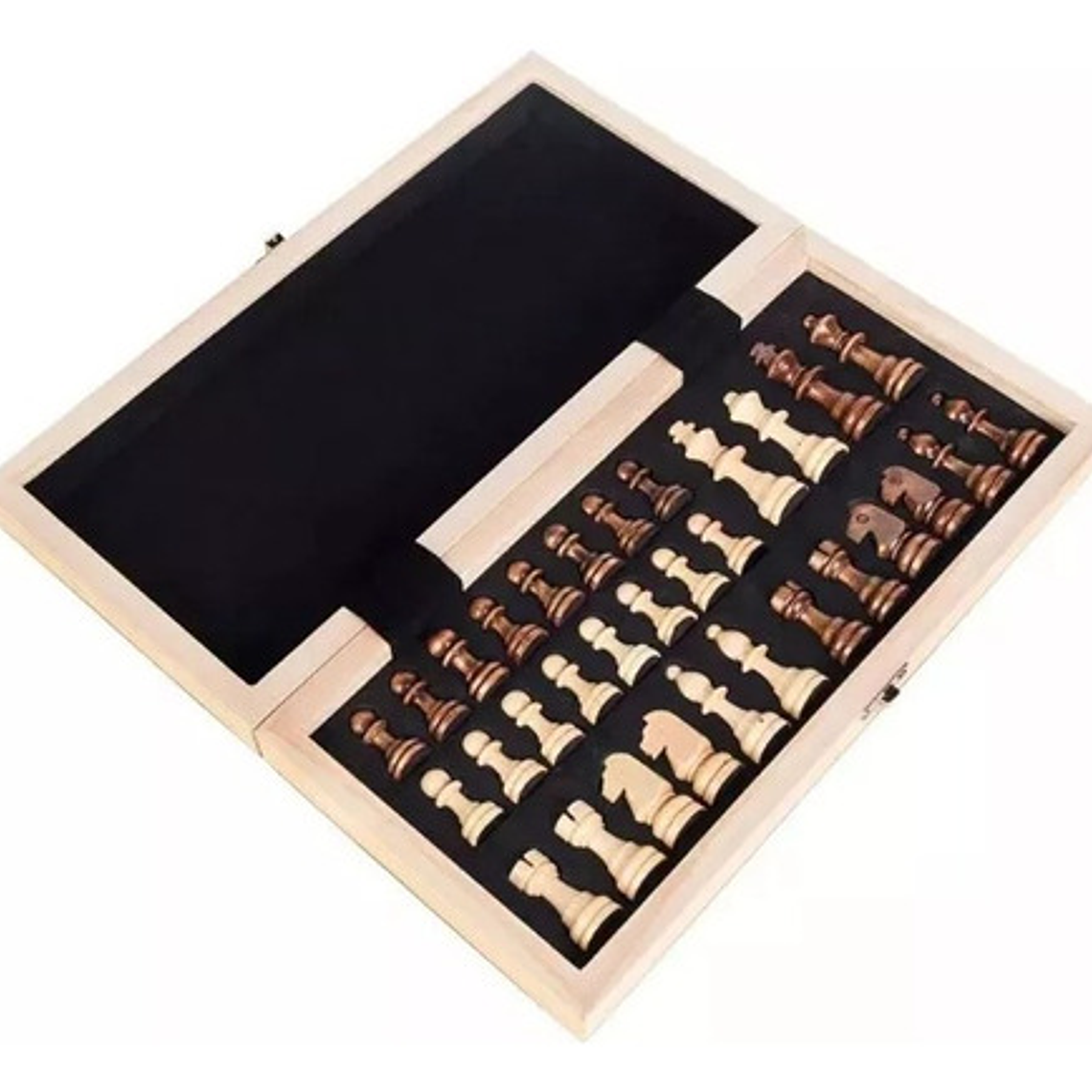 Tablero De Ajedrez Madera Tallado 40x40cm Magnético Portable 6