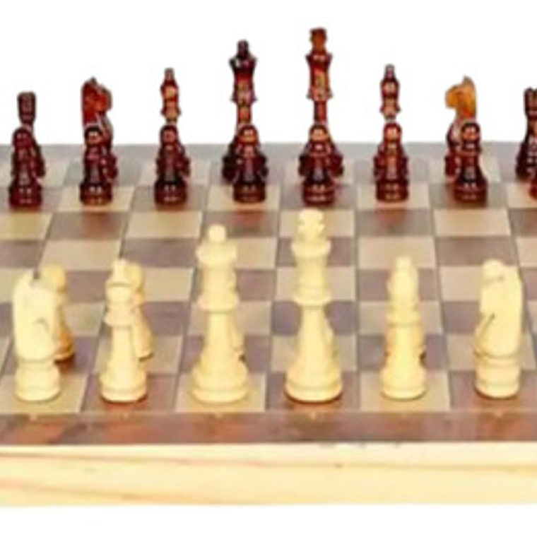 Tablero De Ajedrez Madera Tallado 40x40cm Magnético Portable 8