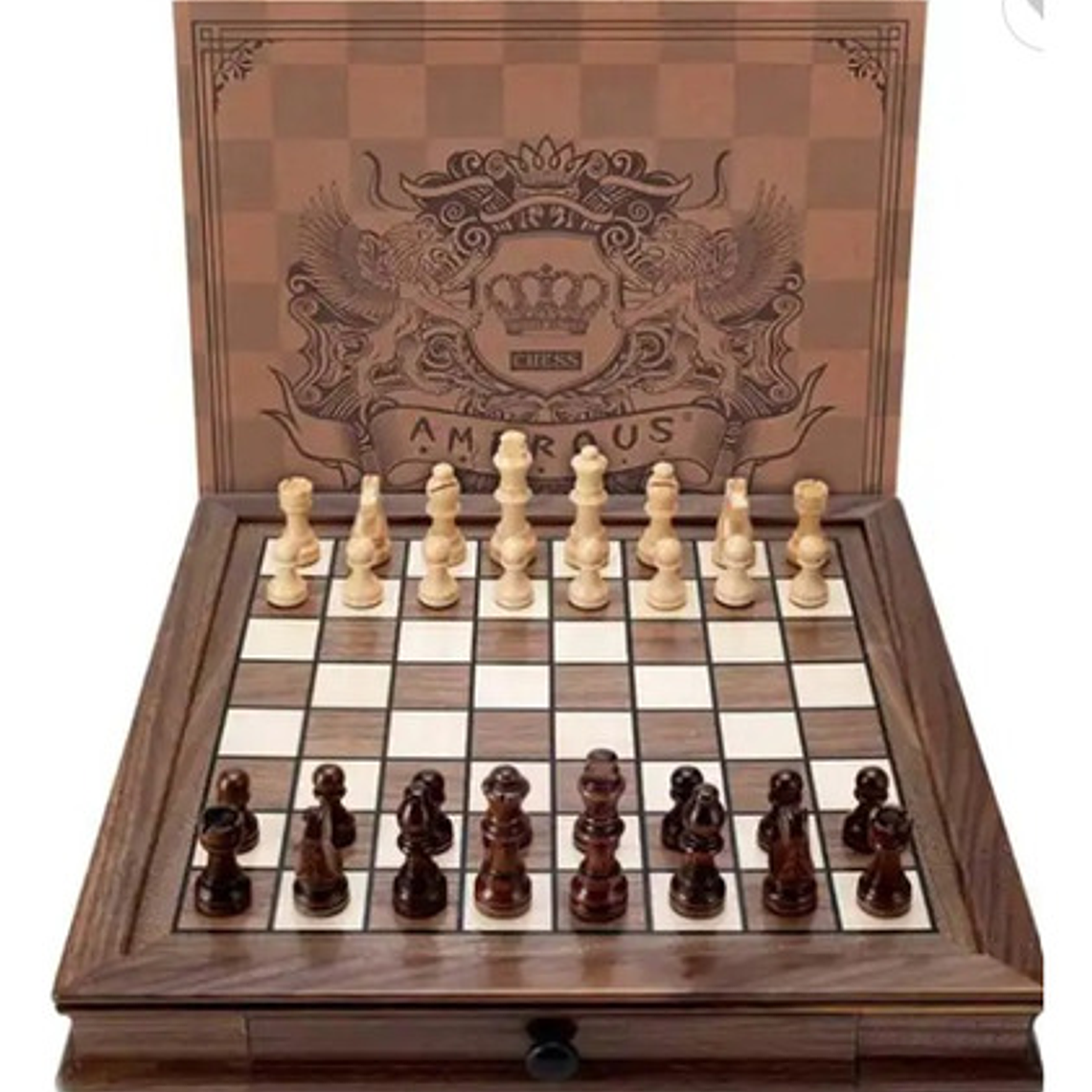 Tablero Ajedrez Premium Cajones Magnético Madera Fina 32cm 4