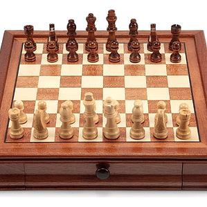 Tablero Ajedrez Premium Cajones Magnético Madera Fina 42cm