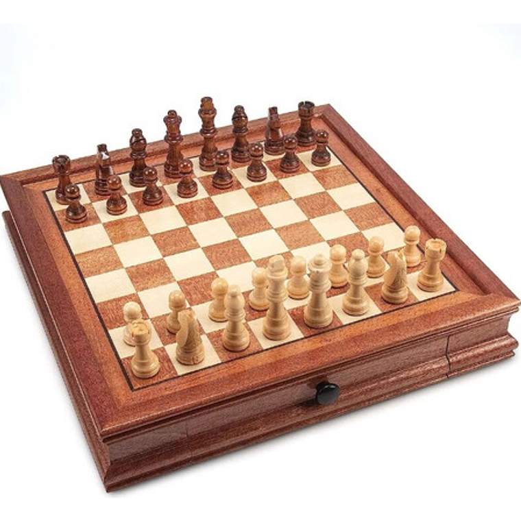 Tablero Ajedrez Premium Cajones Magnético Madera Fina 42cm 3