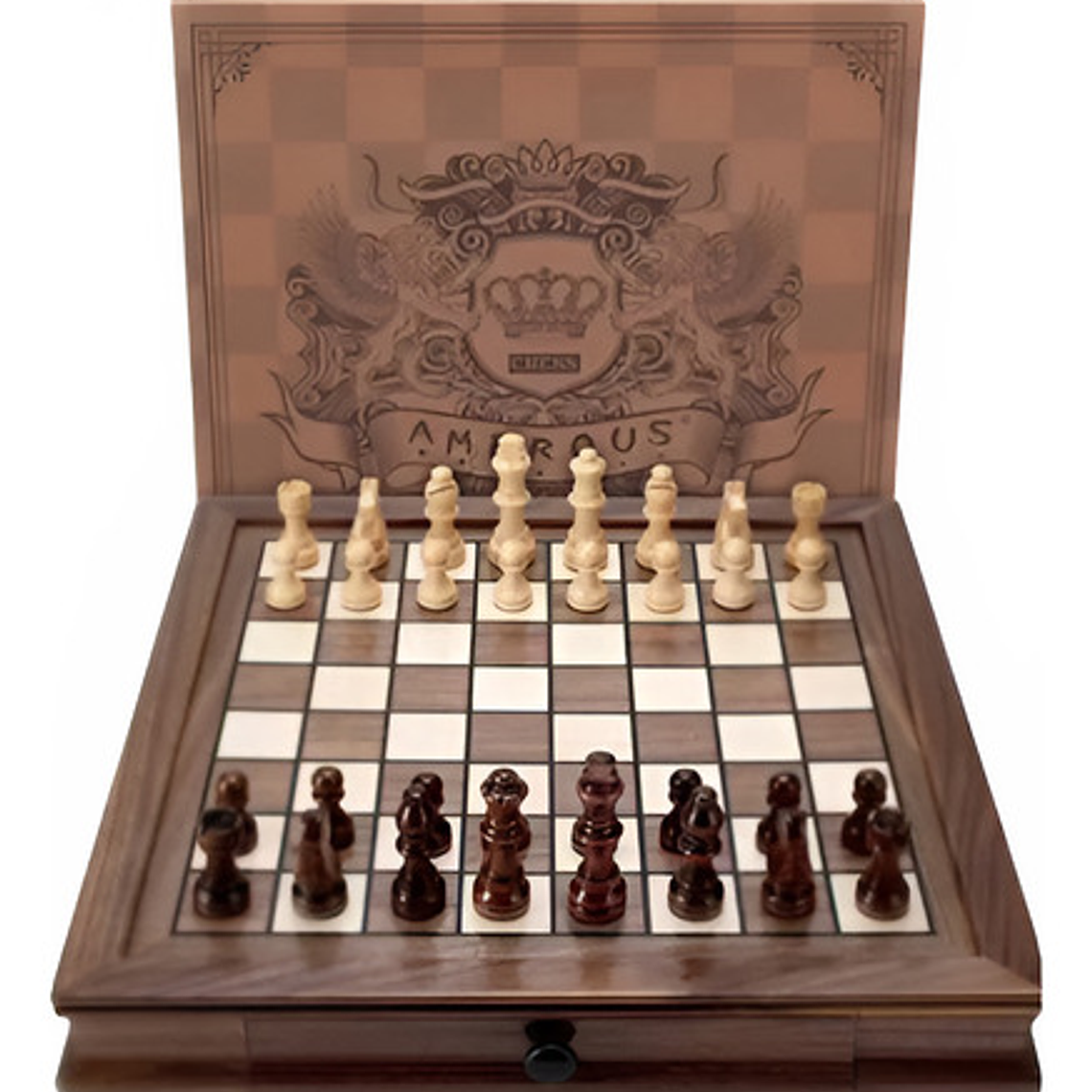 Tablero Ajedrez Premium Cajones Magnético Madera Fina 42cm 4