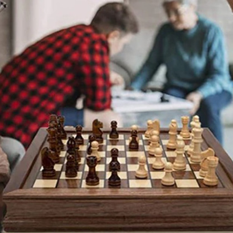 Tablero Ajedrez Premium Cajones Magnético Madera Fina 42cm 9