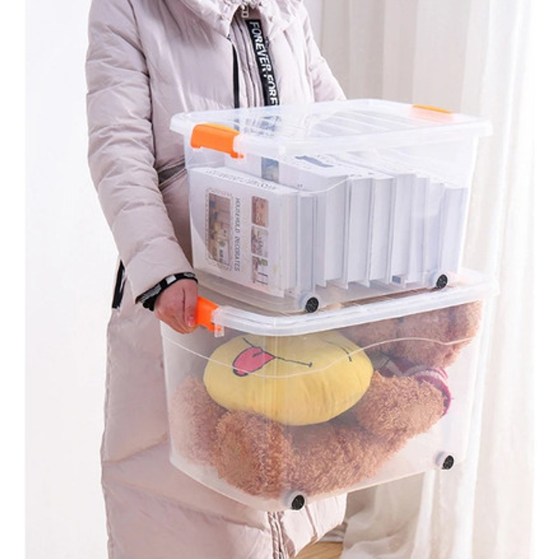 Caja Organizadora Xl Con Ruedas Resistente 120l Colores  13