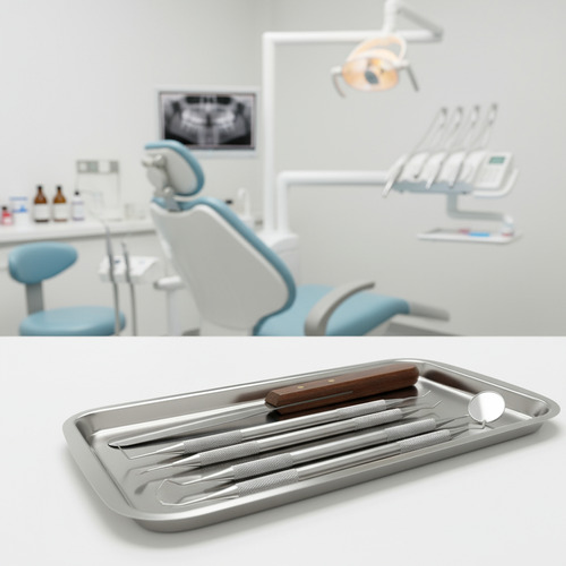 Espátula Para Para Yeso Dental Metálica Mango Madera 2