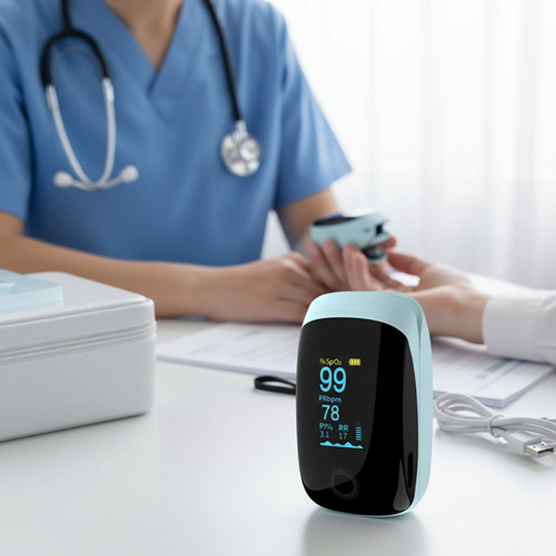 Oximetro De Pulso Usb Recargable Unico Oled El Mejor Stgo 5