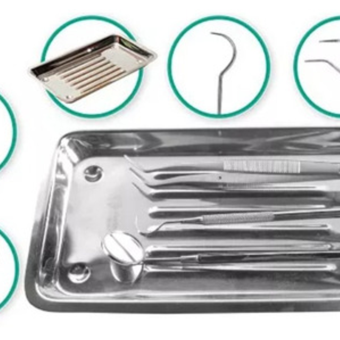 Set De Examen Dental Con Bandeja Acero Completo Calidad 4