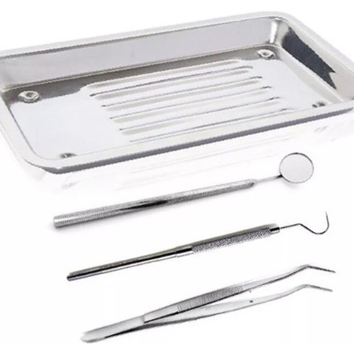 Set De Examen Dental Con Bandeja Acero Completo Calidad 5