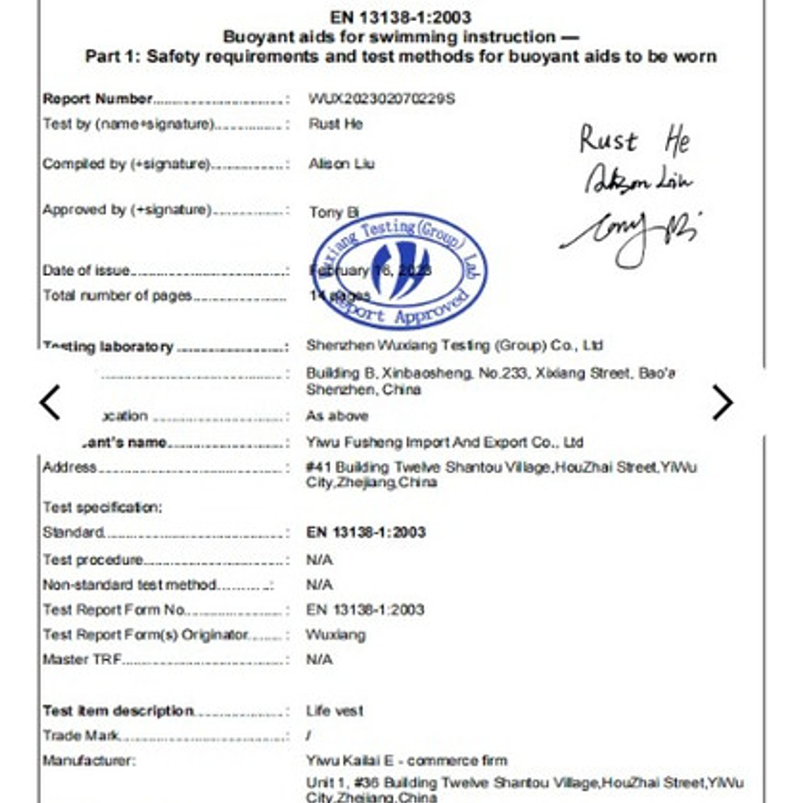 Chaleco Salvavidas Certificado Premium Adultos Grande Tamaño 15