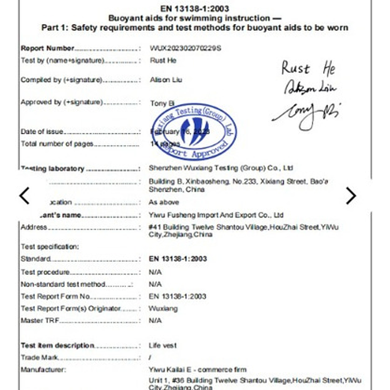 Chaleco Salvavidas Certificado Premium Adultos Grande Tamaño 15
