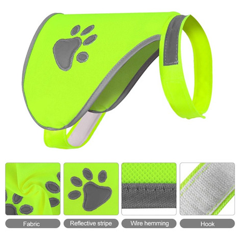 Chaleco Reflectante Paseo Seguro Mascota Perros Fluorescente 12