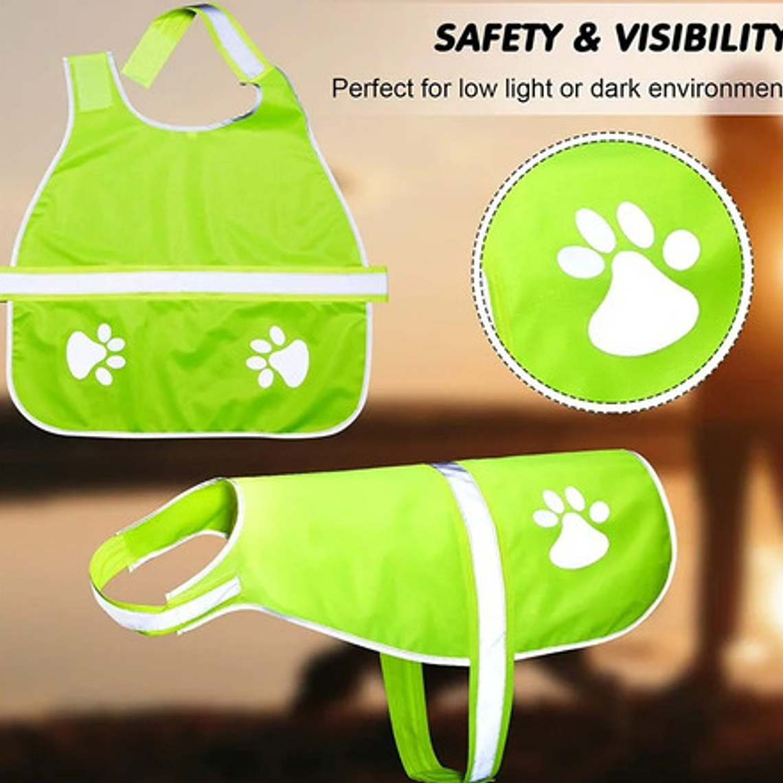 Chaleco Reflectante Paseo Seguro Mascota Perros Fluorescente 20