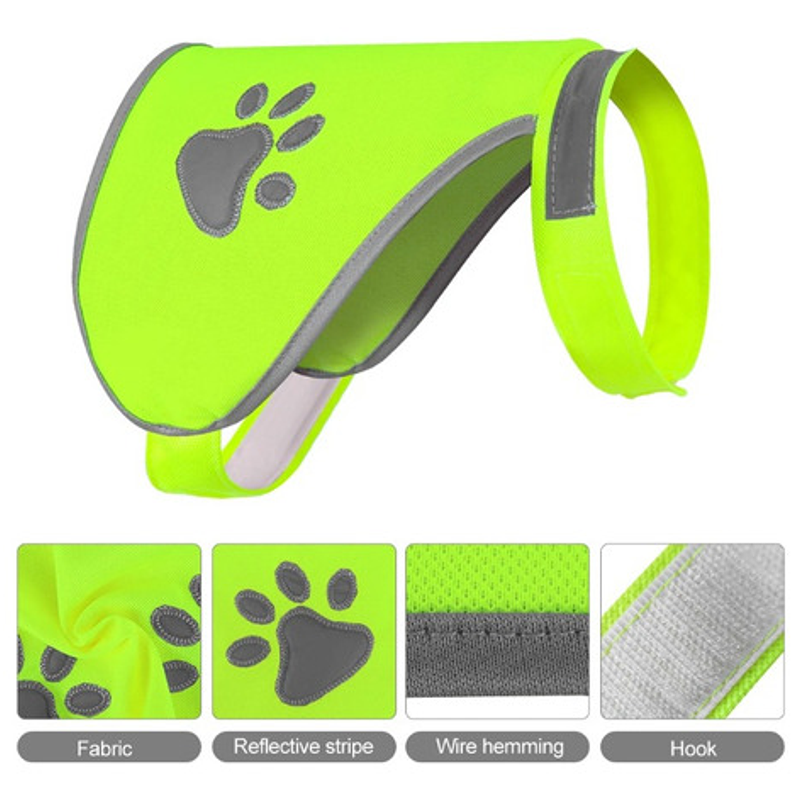 Chaleco Reflectante Paseo Seguro Mascota Perros Fluorescente 24