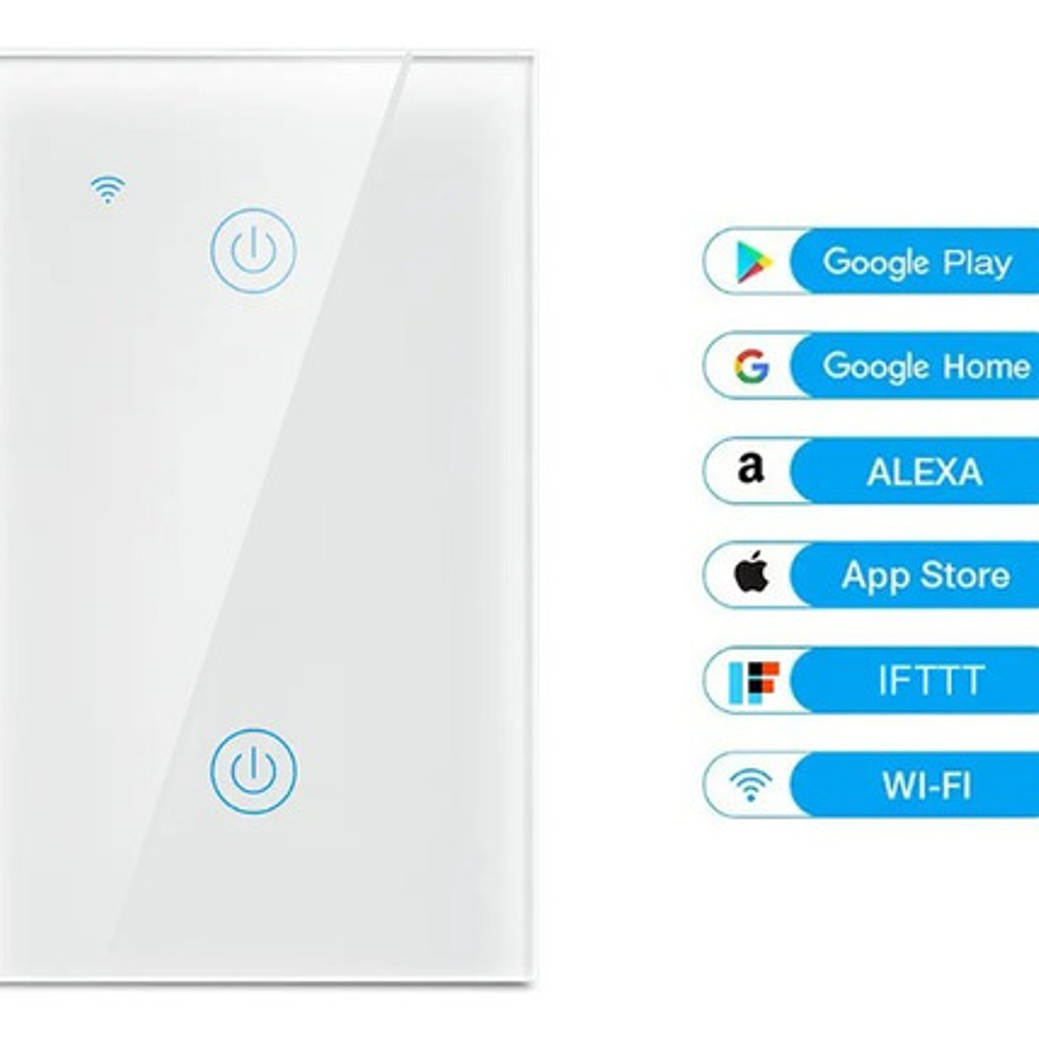 Interruptor De Pared Wifi Touch 2 Canales Alexa Google 2