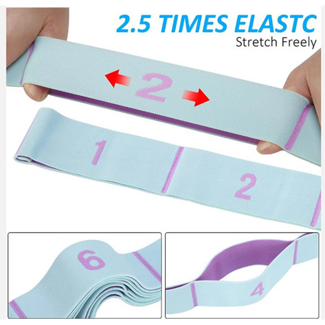 Banda Elástica Resistencia 9 Niveles Pilates Yoga 4cm Ancho 6