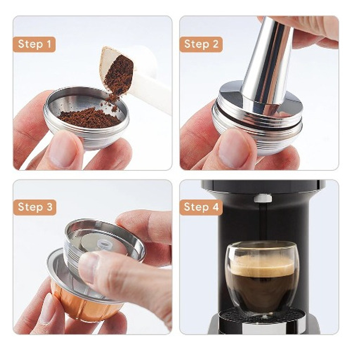 Set Xl Cápsula Vertuo Pop Next Acero Reutilizable 3 Medidas 4