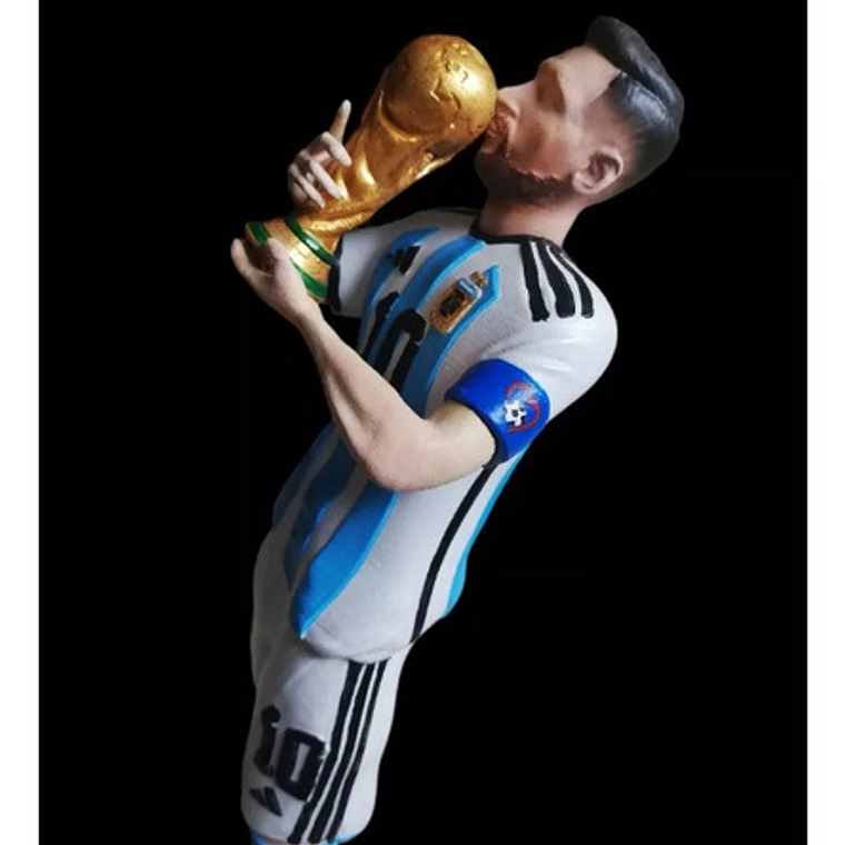 Figura Lio Messi Impreso 3d Besando Copa Made Argentina 25cm 3