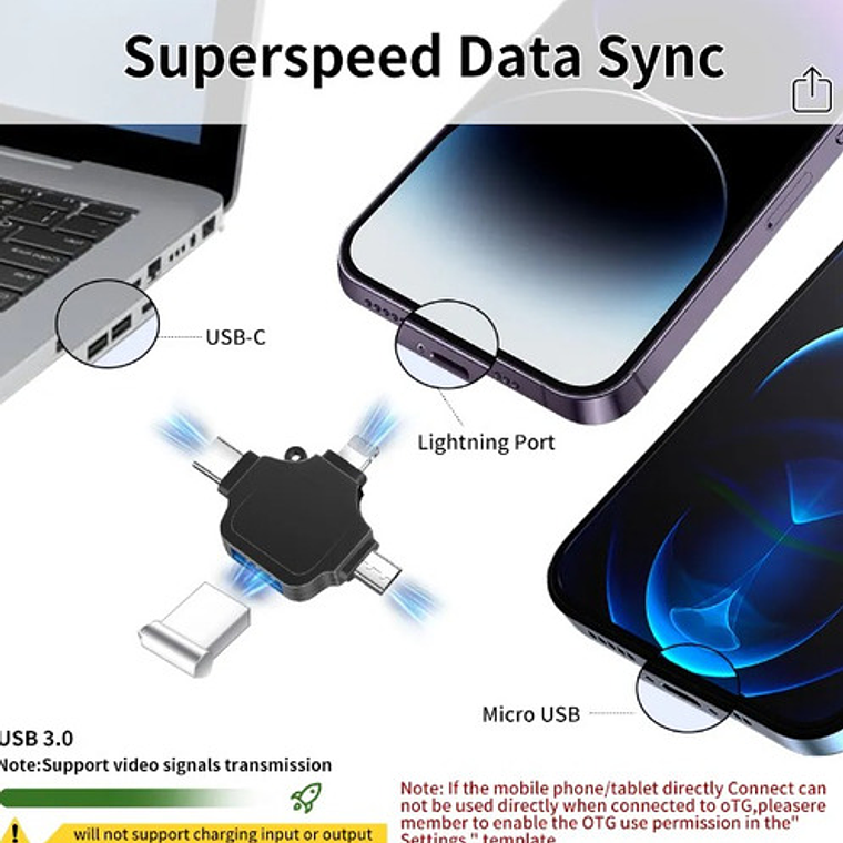 Adaptador Multifuncional Otc Tipo C Micr-usb iPhone Android  3
