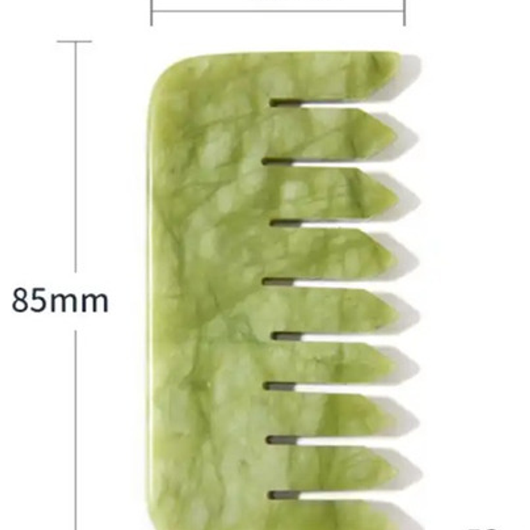 Peineta De Piedra Jade Verde Masaje Capilar 3