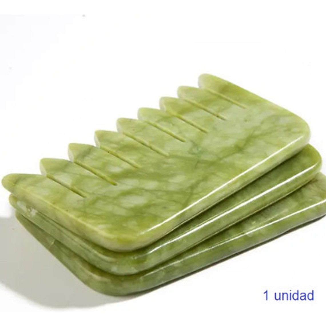 Peineta De Piedra Jade Verde Masaje Capilar 4