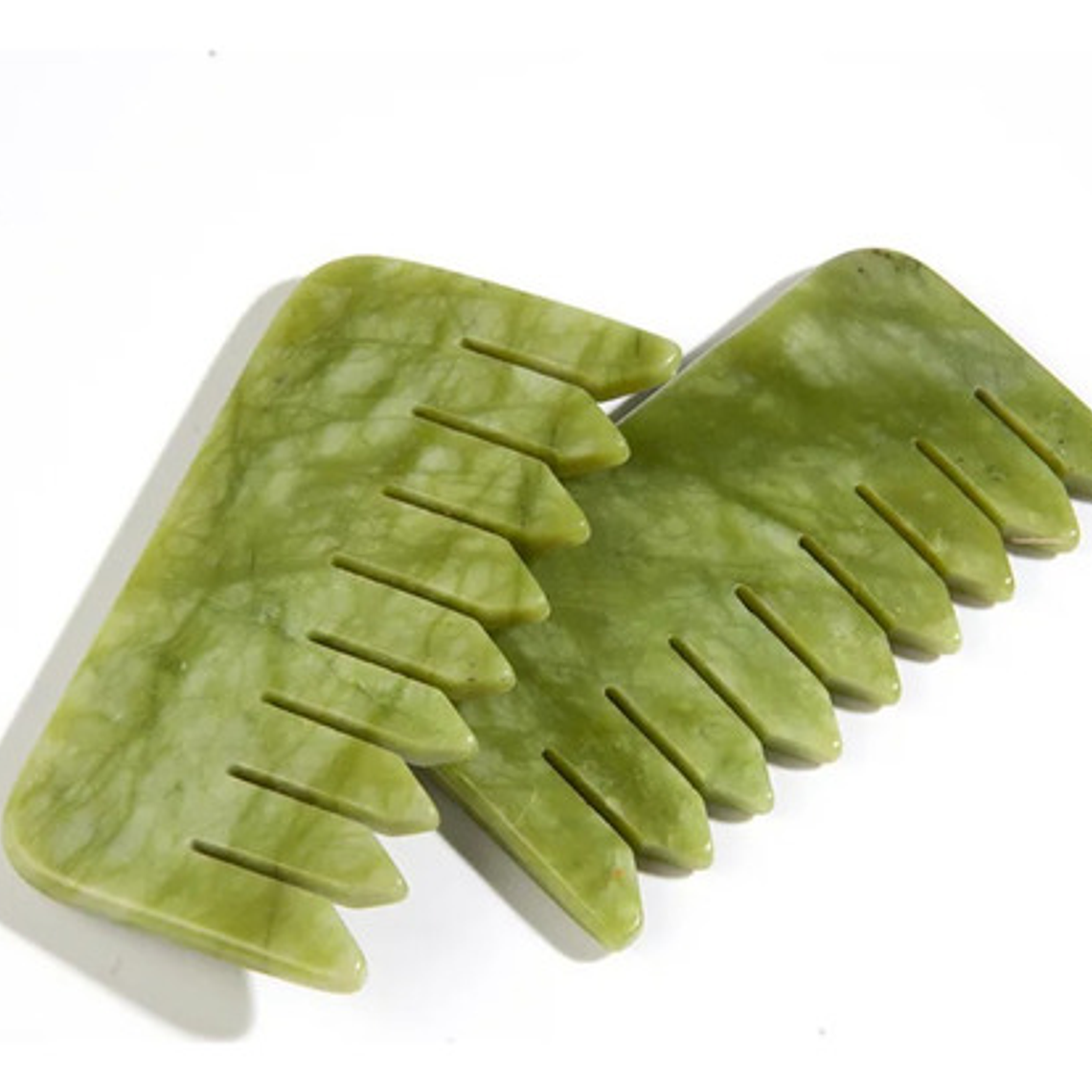 Peineta De Piedra Jade Verde Masaje Capilar 5