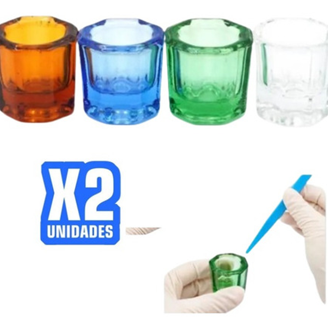 Pack De 2 Mini Vasos O Dappen De Cristal Dental / Manicure 9