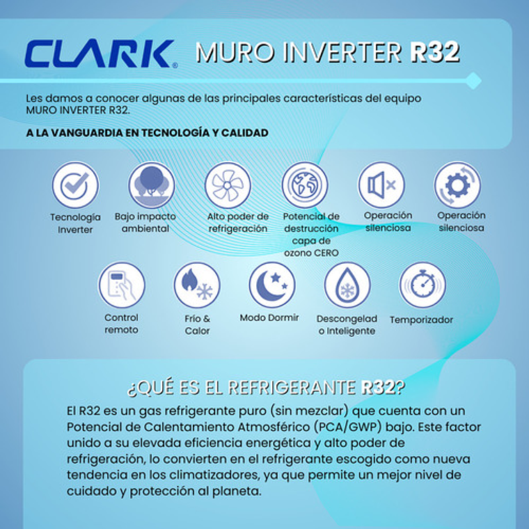 Aire Acondicionado Split Inverter Clark 12000 Btu Frío Calor Blanco 6