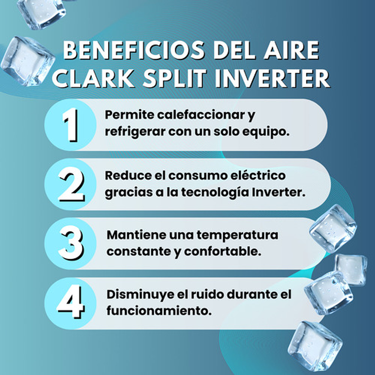 Aire Acondicionado Split Inverter Clark 12000 Btu Frío Calor Blanco 10