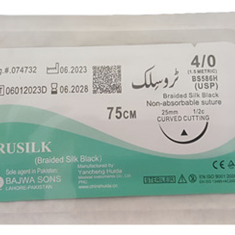 Sutura De Seda Negra Trenzada 3-0 Quirúrgica Calidad Unidad 2