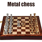 Tablero Ajedrez Deluxe Pzas Metálicas Doradas Plateadas 30cm - Miniatura 2