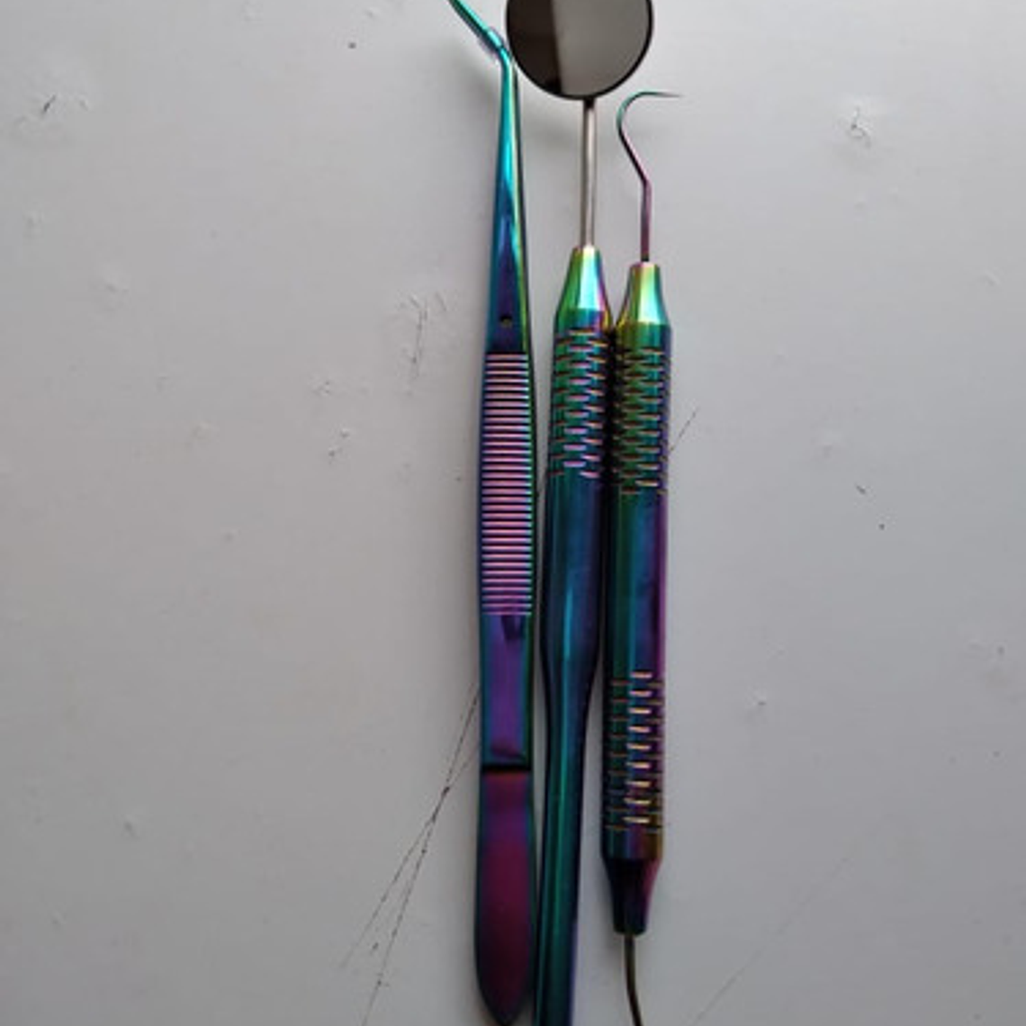 Kit Examen Dental Especial Metalizado Espejo Pinza Y Sonda 6