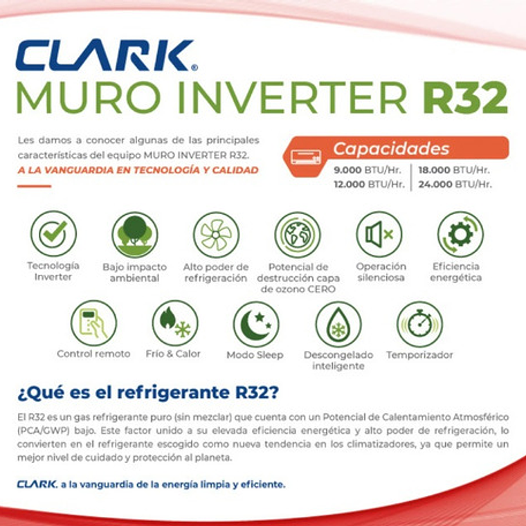 Aire Acondicionado Clark Inverter 18.000 Btu Ahorro Energía 4