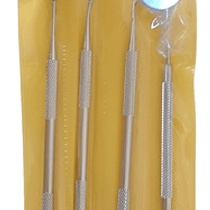 Kit Examen Dental 4 Piezas Espejo Pinza Y Sonda Odontología