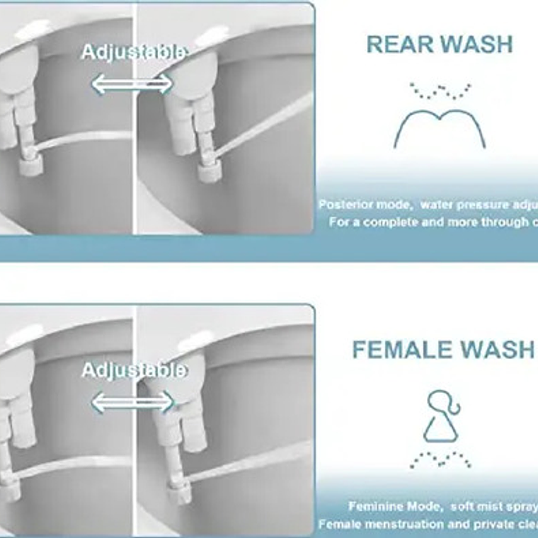 Ducha Bidet Para Inodoro Lavado Trasero Y Frontal Ajustable 4
