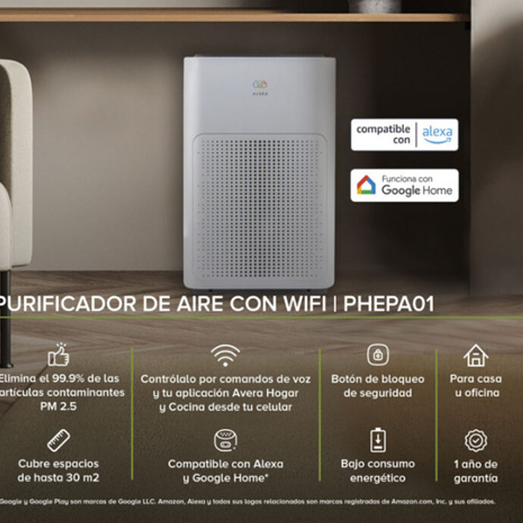 Purificador De Aire  Wifi  Avera Inteligente Phepa01 4