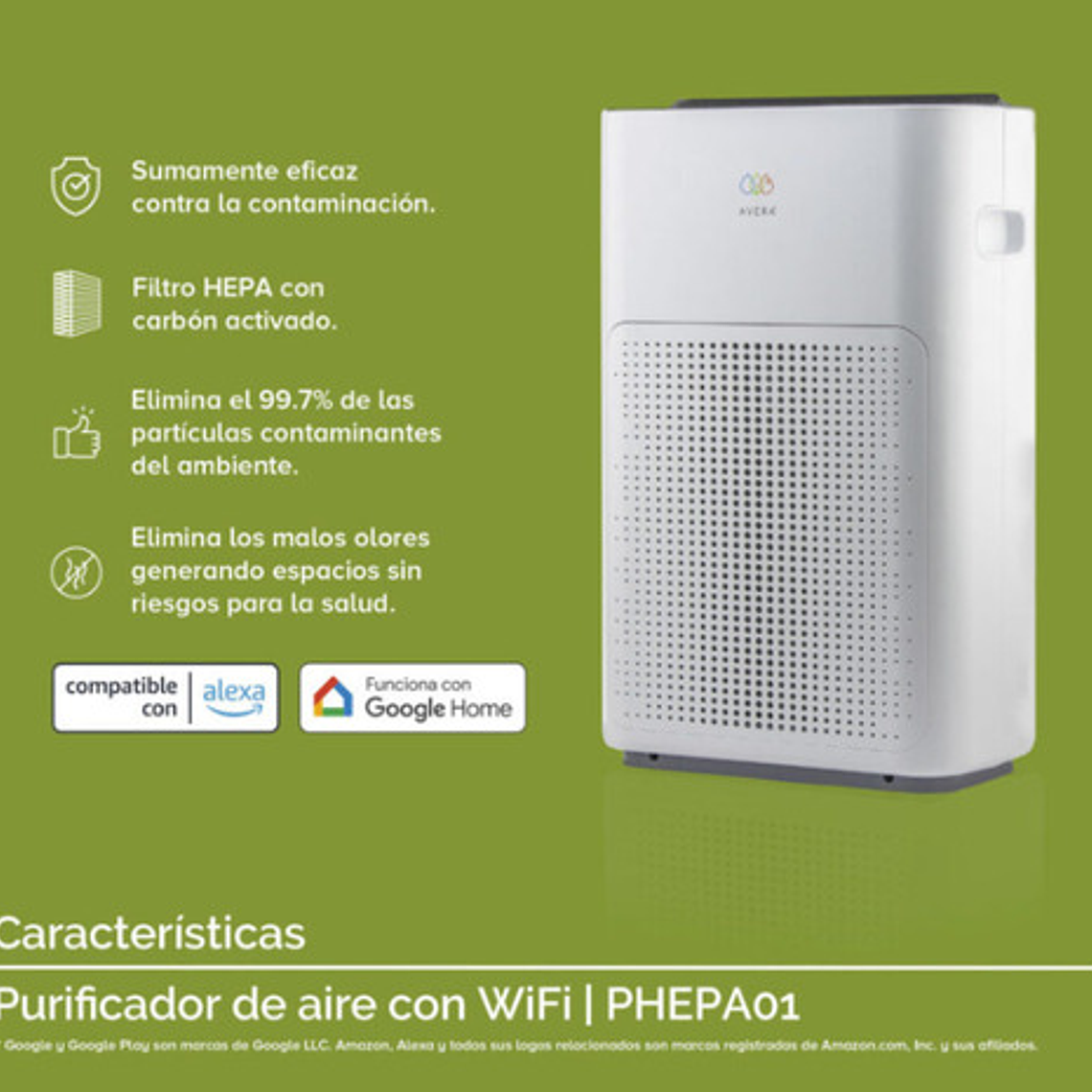 Purificador De Aire  Wifi  Avera Inteligente Phepa01 7