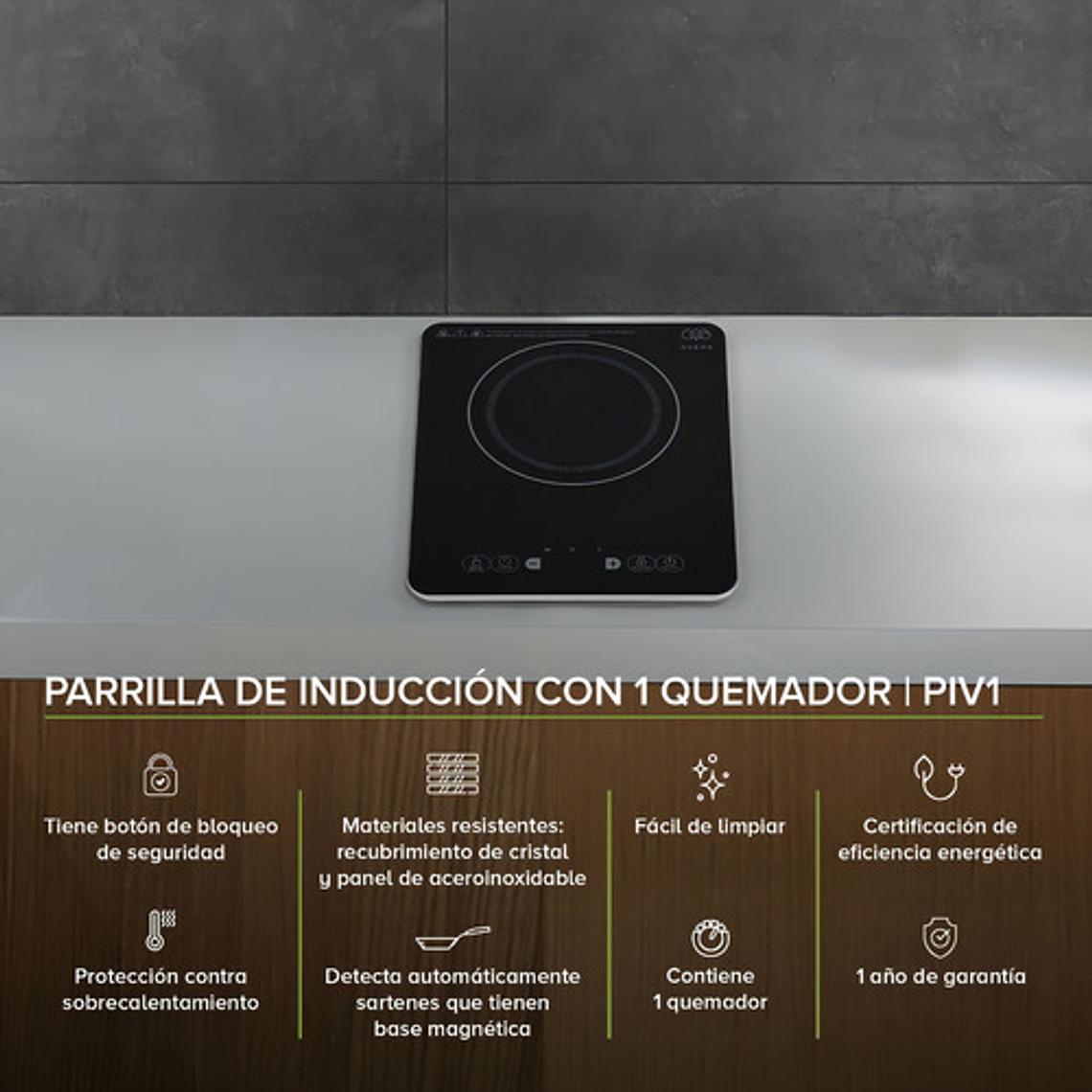 Encimera Eléctrica Avera Inducción Piv1 Negra 220v Portátil 7