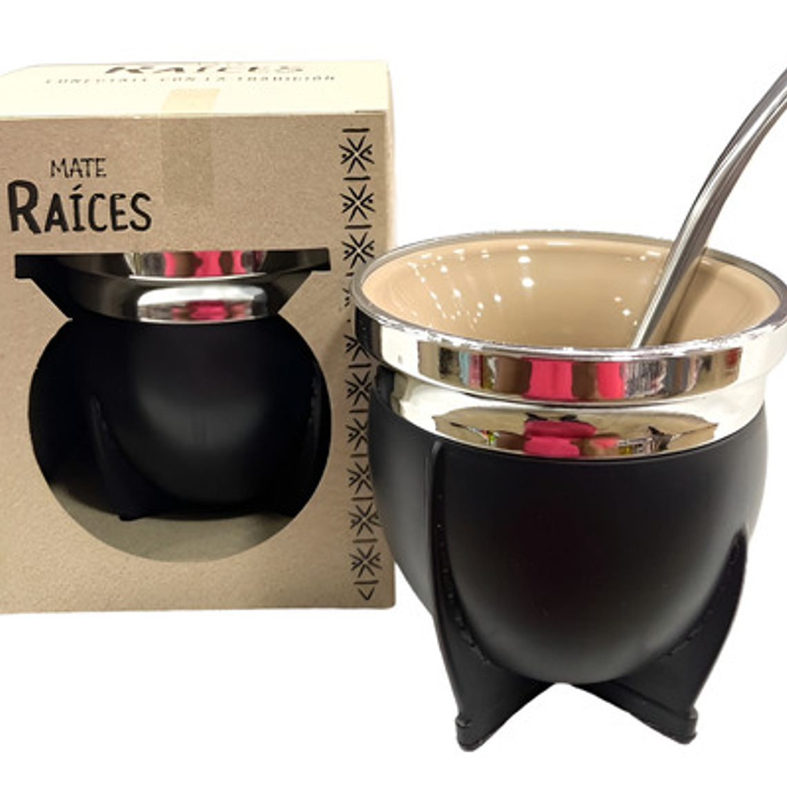 Mate Marca Raíces Térmico Pack Con Bombilla Y Caja Calidad 1