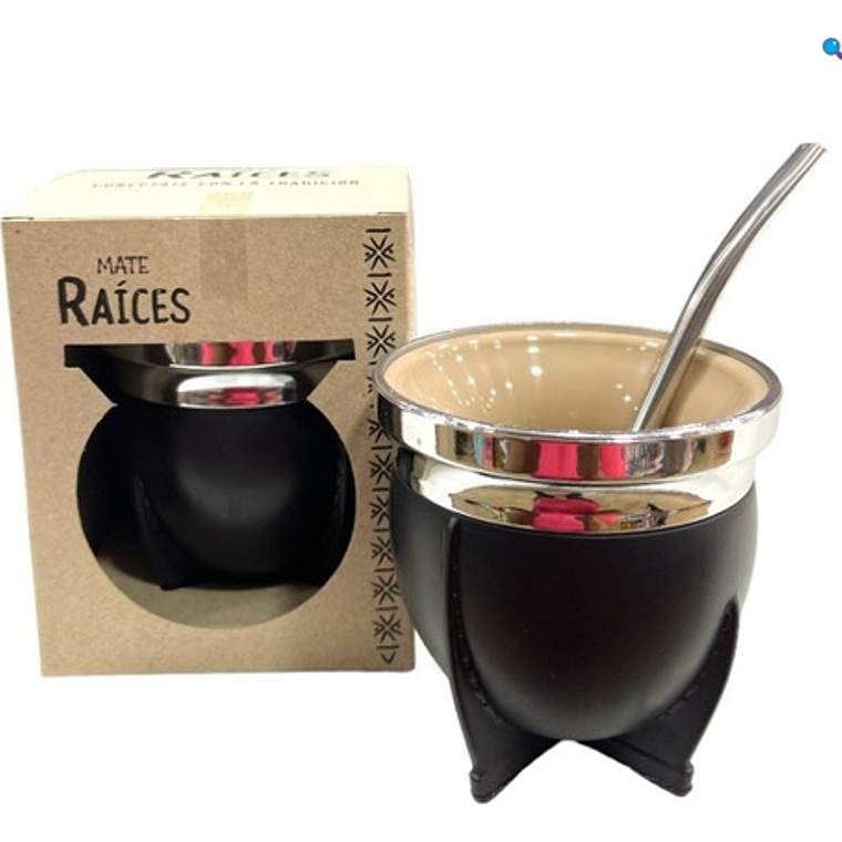 Mate Marca Raíces Térmico Pack Con Bombilla Y Caja Calidad 10