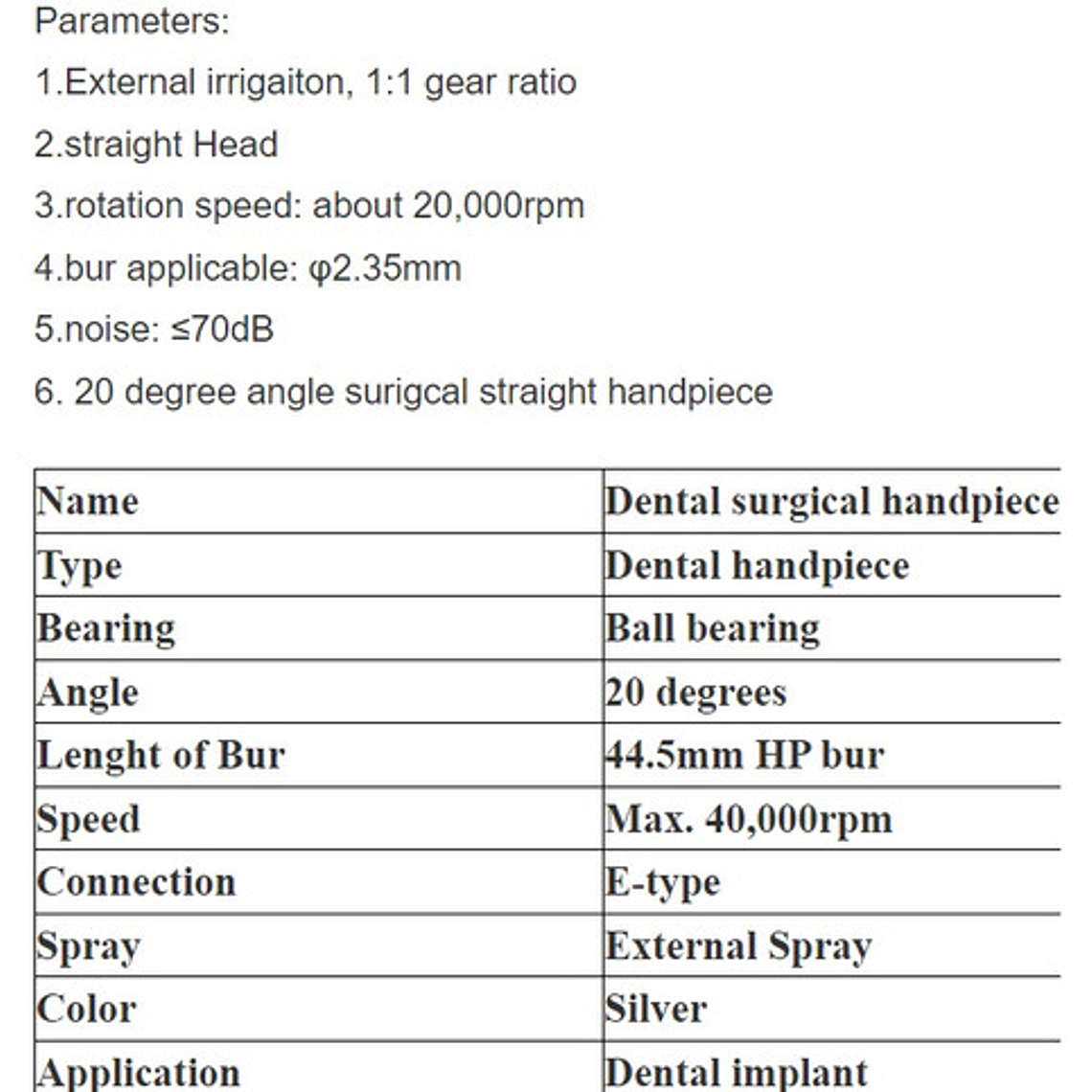  Pieza De Mano Quirúrgica Dental Implante Original Pacard 19